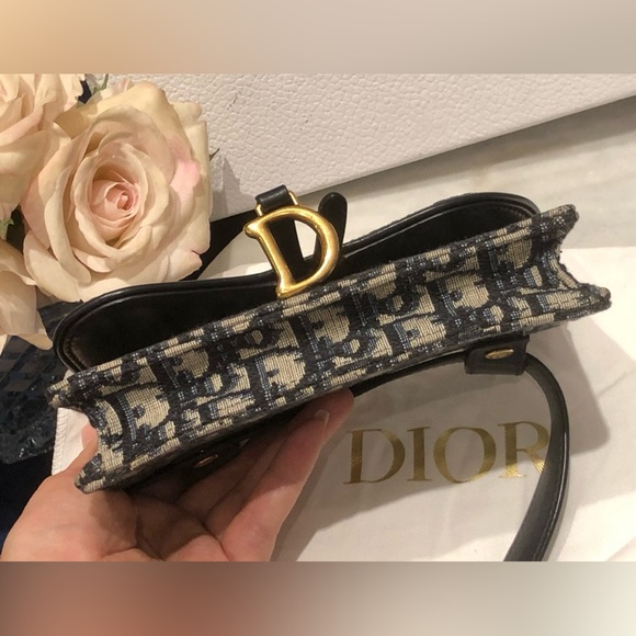 CHRISTIAN DIOR SADDLE NAVY SHOULDER FLAP WOC CHEST BELT POUCH BAG D RING - Picture 4 of 13